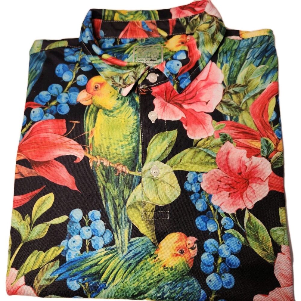 Hawaiian Shirt Sz XL Multi Color Cotton Floral Botanical Pattern